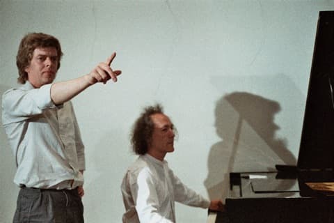 Eric Andersen and Philip Corner (Photo: Berty Skuber, 1985)
