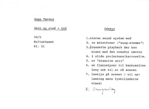 List of materials
